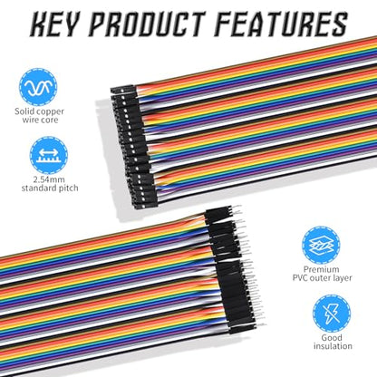 40 Pins Male to Female Flat Ribbon Cables, 100cm / 40" - size: Male to Female 40"