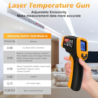 FKM Infrared Thermometer Gun Non-Contact Laser Temperature Gun-58°F~1112°F - color: Black Yellow