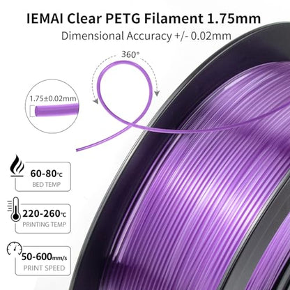 IEMAI PETG Filament 1.75mm, Transparent Lavender Purple 1kg - color: Transparent Lavender Purple