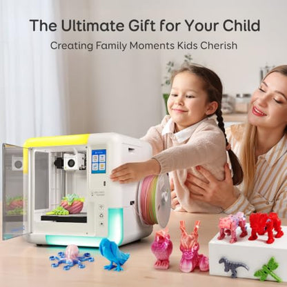 AOSEED AI 3D Printer for Kids, Fast 400mm/s, 1500+ Models, Enclosed Safe - color: White (X-MAKER AI+) + 1 PLA