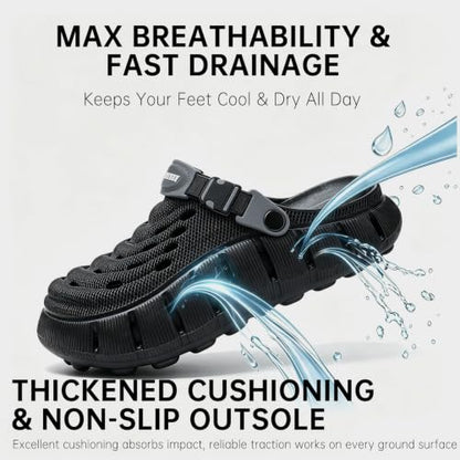 Men's Women's Cloud Clogs, EVA Thick Platform Slip On Non Slip Garden Shoes - color: Black, size: 9.5-10.5 Women/8.5-9.5 Men