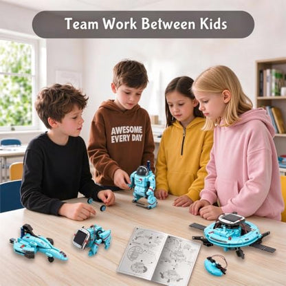 STEM Education Solar Robots Toys for Kids Age 8+, 6-in-1 DIY Science Kit Space Toys, 120 Pcs Building Experiment Robotics Set Birthday Gifts for Boys & Girls - color: Blue