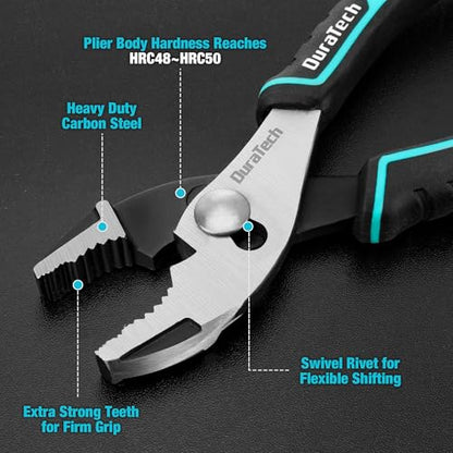 DURATECH 6 Inch Slip Joint Pliers, Small Pliers with Comfortable TPR Handle (Pack of 2) - size: 6 Inch (Pack of 2)