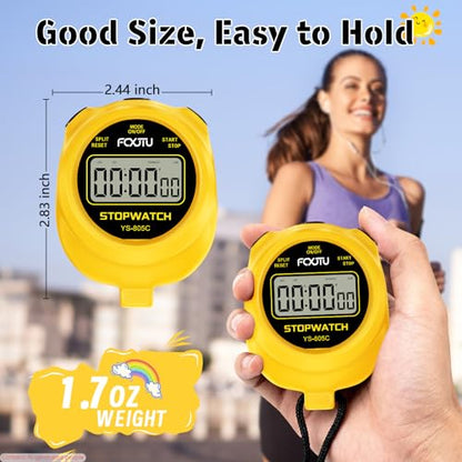 Simple Stopwatch Timer, Single Lap Stopwatch Countdown Timer, No Hourly Beep, On/Off, AAA Battery(Included), Large Display, Easy to Use, Ideal for Kids Coaches Yellow - color: Yellow