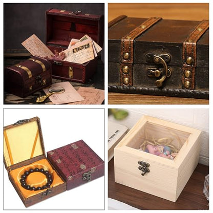 Antrader 40Pcs Mini Box Hinge, 20Sets Antique Right Latch Hasp for Wood Box - color: Bronze Tone, size: Small
