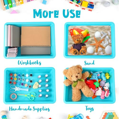 Kigley 16 Pcs Flat Storage Tray Organizer Bin Letter Size Paper Trays for Classroom Art Activity Plastic Stackable File Paper Organizer for Teacher Students School Office Book Organization