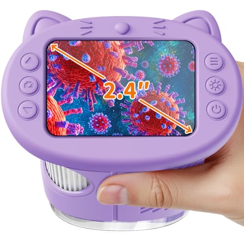 1000X Handheld Digital Microscope for Kids, 2.4" IPS Screen STEM Toys - color: Purple