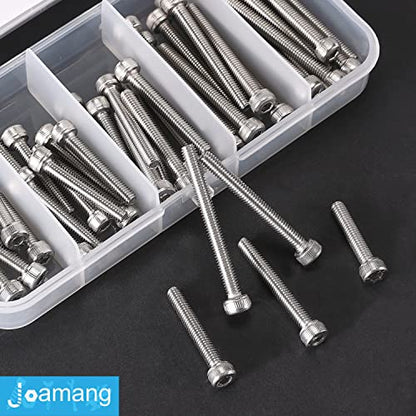 M4 x 30mm 35mm 40mm 45mm 50mm Socket Head Cap Screws Bolts, Stainless Steel 304, Metric Allen Hex Drive, Bright Finish, Fully Threaded, Assortment Kit 50PCS - size: Socket M4x30-50 mm