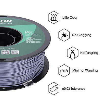 eSUN PLA PRO (PLA+) 3D Printer Filament, Dimensional Accuracy +/- 0.03 mm, 1kg, Plastic Spool, 1.75mm, Gray - color: Gray