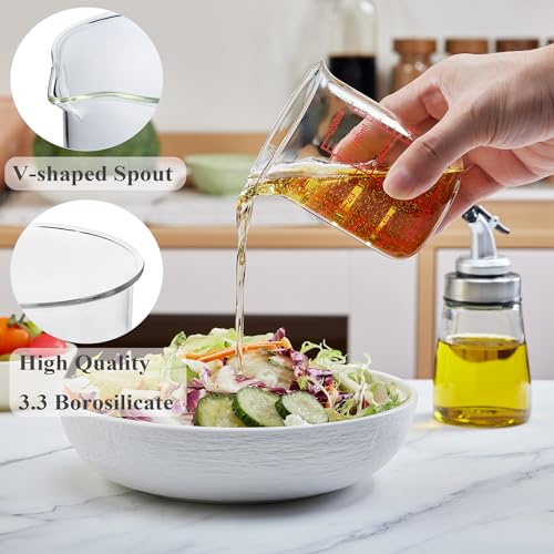 Ackers High Borosilicate Glass Measuring Cup Set with Pour Spout,60ml(2OZ),120ml(4OZ), 250ml(8OZ), 500ml(16OZ), 1000ml(32OZ) Glass Measuring Beaker for Kitchen or Restaurant, Easy to Read - size: 2oz/4oz/8oz/16oz/32oz Measuring Cup Set
