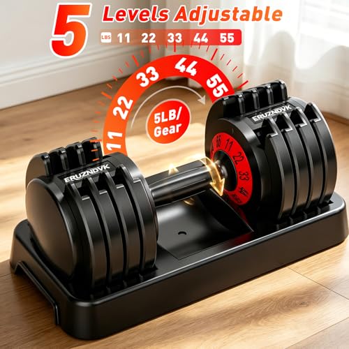 25/50lbs Adjustable Dumbbell Set of 2, 5-in-1 Free Weights Set - size: 55LBS Pair - B
