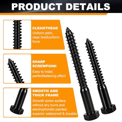 Hex Head Lag Bolts for Wood, 1/4" x 2", Lag Screws 24 PCS - size: 1/4" x 2"