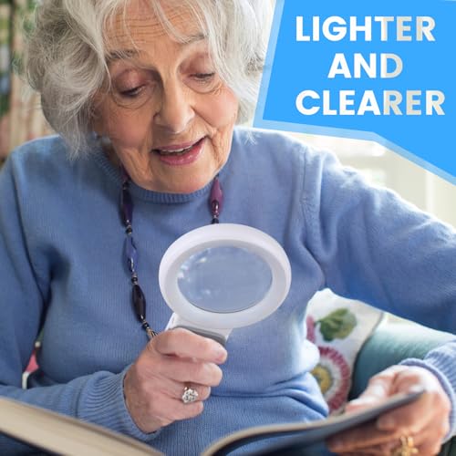 Magnifying Glass with Light and Stand, Foldable Magnifier for Reading - color: White