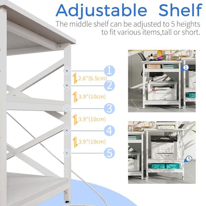 METYERRY 24"x23.6" Large Printer Stand with Power Outlet, 3 Tier Cart - color: White