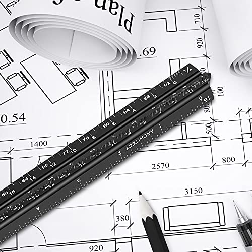 12" Architectural Scale Ruler Aluminum Architect Scale Ruler, Black - color: Black