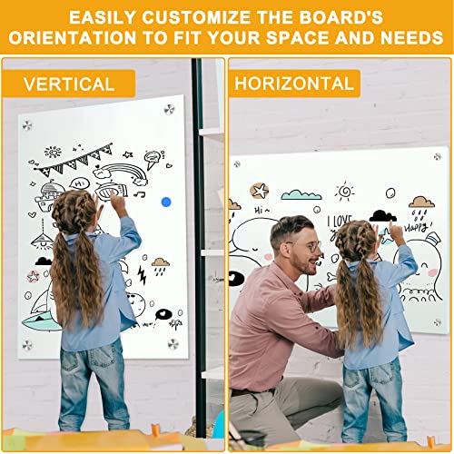 H-Qprobd Glass White Board for Wall Dry Erase Board 48" x 32" (2pcs) Magnetic Presentation Whiteboard for Home, Office and School - size: Glass 48"x32"(2pcs)