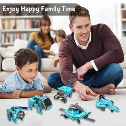STEM Education Solar Robots Toys for Kids Age 8+, 6-in-1 DIY Science Kit Space Toys, 120 Pcs Building Experiment Robotics Set Birthday Gifts for Boys & Girls - color: Blue