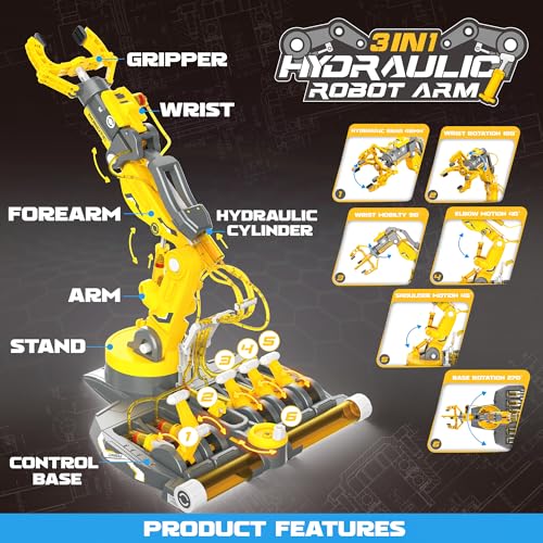 Hydraulic Robot Arm STEM Building Toy, 220 Pcs Engineering Kit