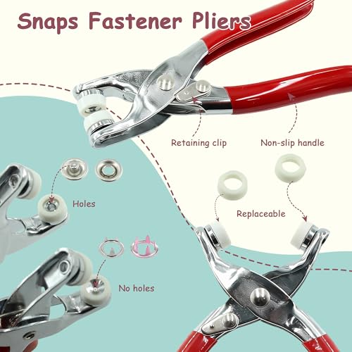 SHRJ 800Pcs Metal Snaps Buttons Kit Multicolor Hollow Sewing Snaps with Fastener Pliers Press Tool Prong Snap Buttons for Bags Clothes Sewing DIY Crafts(200 Sets, 9.5mm) - style: 200 Sets(Hollow)
