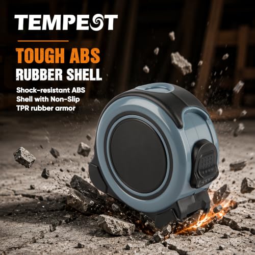 TEMPEST 6 Pack 25FT Tape Measure, Fractional Markings, Auto-Retract & Quick Lock, Heavy Duty Rubber Case, Belt Clip Measuring Tape Set for Construction, DIY