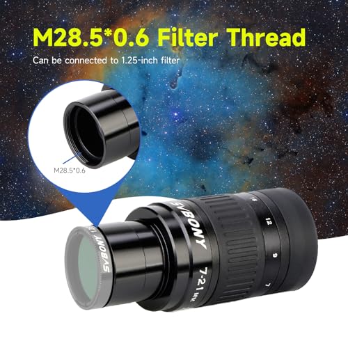 SVBONY SV135 Zoom Eyepiece, Zoom 7 to 21mm 1.25 Inch Telescope Eyepiece, Telescope Accessories for Astronomic Visual Observation (40-57°) - size: 40-57°