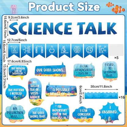Ocean Science Bulletin Board Set Sea Classroom Decorations Science Talk Bulletin Board Decorations Educational Paper Cutouts for Elementary Middle School Wall Decor Back to School Teacher Supplies - style: Ocean