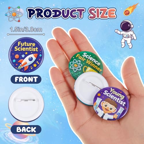 WILLBOND 72 Pcs Science Party Favor Pins Science Buttons Bulk, Motivational - color: Motivational