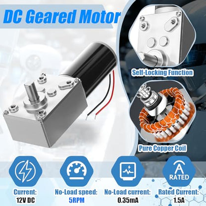 Copkim 6 Pack 12V DC Worm Gear Motor 8mm Coupling Bracket,12V 5rpm - style: 12V 5rpm