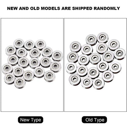 V Bearing, Small Grooved Bearing Pulleys 3x12x4mm, V Track Wheels, Small Fixed Pulley Bulk, V623zz Carbon Steel Replacement for Rail Track Linear Motion System, 20pcs