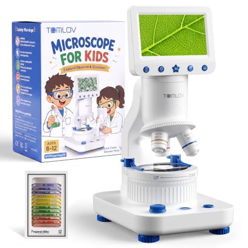 TOMLOV DM302K Microscope for Kids, 800X Science Kit, 4.3" Screen STEM Toy - color: Blue