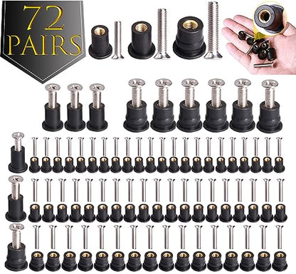 WEDAMER 72 Pairs M4 M5 M6 Neoprene Well Nuts Kit Rubber Well Nuts for Kayak - color: M4/M5/M6 Each 24 Pairs