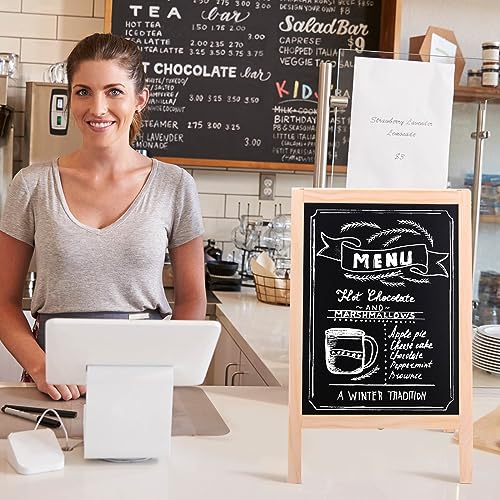 Qilery 4 Pieces A Frame Tabletop Double Sided Chalkboard Sign Gifts for 10 x 16 Inch Double Sided Chalkboard Wooden A Frame Sandwich Board Signs for Tabletop Restaurant Wedding Business