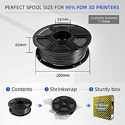 FLASHFORGE PLA Filament 1.75mm Galaxy Matte Black, 3D Printer Filament with Silver Glitter 1kg (2.2lbs) Spool, Dimensional Accuracy +/- 0.02mm, Shimmering 3D Printing Filament for Unique Finish - color: Galaxy Matte Black
