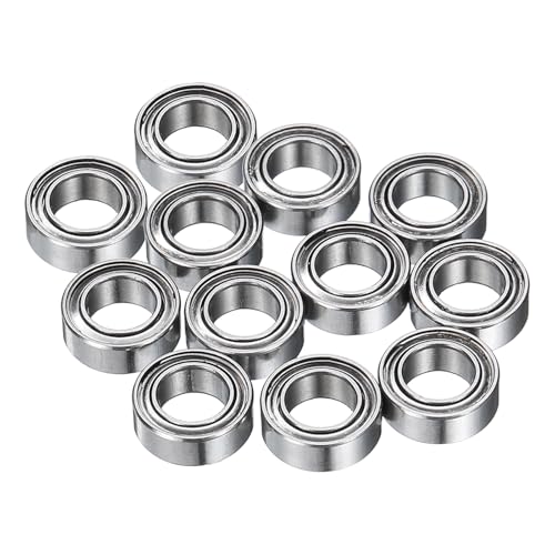 uxcell 12Pcs MR74ZZ Small Bearing, 4mm ID 7mm OD 2.5mm Width Double Shielded Deep Groove Ball Bearings for Electric Motor Skateboards 3D Printer, (ABEC 5) - size: MR74ZZ