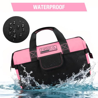 HISEA 3 Pack Heavy Duty Tool Bag, 13-Inch Waterproof Tools Organizer Tote - color: Pink, size: 13 Inch