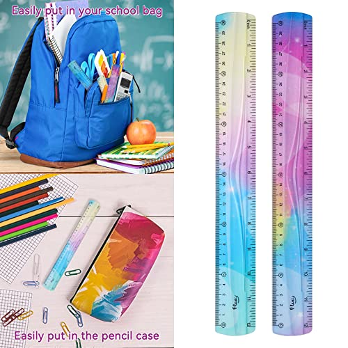 Grevosea 2-Piece Flexible Ruler, 30cm/12inch Plastic Straight Edge Ruler, Soft Bendable for School, Classroom, Office, Kids & Adults - size: 12inch