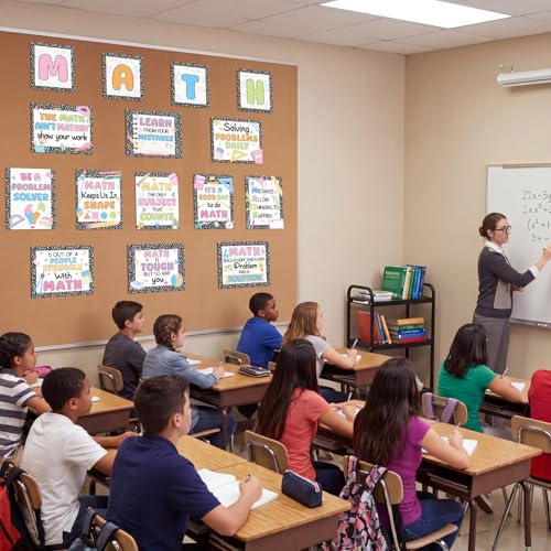 Marspark 15 Pcs Composition Notebook Math Posters for Classroom - style: Math