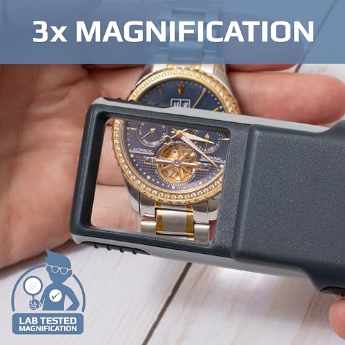 Carson MiniBrite 3x Power LED Lighted Slide Out Magnifier with Protective Sleeve (PO-25), gray - size: Single Pack