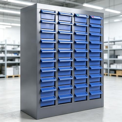 40 Drawer Alloy Steel Nut and Bolt Organizer, Tool Cabinet with Label Slots & Dividers. Single Drawer 7.8" L x 3.9" W x 2" H. for Workshops & Home Garages.