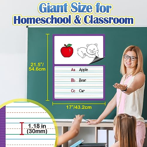 Aizweb Giant Magnetic Draw & Write Paper,Dry Erase Handwriting Lined for Classroom Whiteboard Accessories, Writing Chart Paper Teacher Must Have Homeschool Teaching Supplies,Teacher Essential - style: Draw & Write