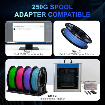 Glow in The Dark PLA+ 3D Printer Filament Bundle 1.75 mm, Stronger Lighting Effect for Beginner, Glow Filament Multicolor for 3D Printers, 4 Spools 250g Each - Green, Red, Purple, Rainbow2 - color: Green/Red/Purple/Rainbow2