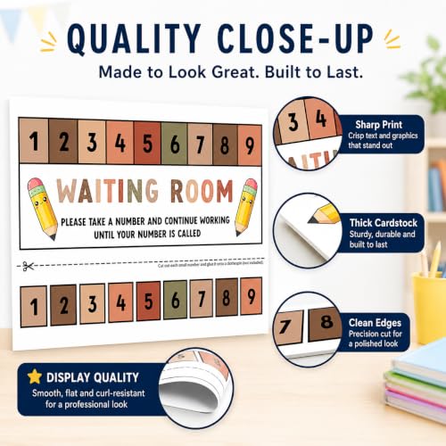 Andaz Press Boho Teacher Waiting Room Sign, Please Take a Number Classroom Poster for Student Management, Teacher Waiting in Line System, Behavior Management Visual Aid, 8.5x11 Thick Cardstock - color: Boho Teacher Waiting Room Sign