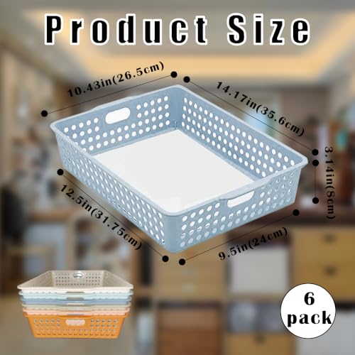 6 Pack Classroom Paper Baskets, Organizing Desk Boho Tray for A4 Papers, Classroom Storage Plastic Paper Bins, Fun Turn In Trays for Teachers and Students, Office Desk Room Trays
