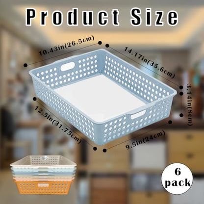 6 Pack Classroom Paper Baskets, Organizing Desk Boho Tray for A4 Papers, Classroom Storage Plastic Paper Bins, Fun Turn In Trays for Teachers and Students, Office Desk Room Trays