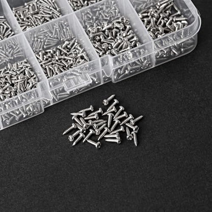 1200 Pcs Mini Screw Kit, Miniature Phillips Self Tapping Tiny Screws for Glasses Electronic Sunglasses Machine Watch Repair Screws Assortment (M1/M1.2/M1.4/M1.7) - size: 5.43*3.07*0.67