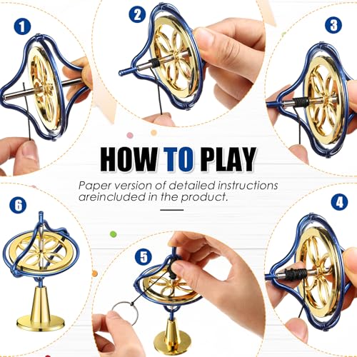 Meekoo 2 Pcs Gyroscope Toys, Metal Anti Gravity Top, Blue, Gold - style: Blue, Gold