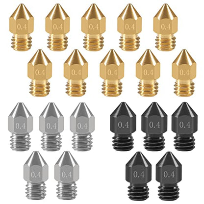 20PCS 3D Printer Hardened Steel +Stainless Steel +Brass Extruder Nozzle MK8 Nozzles 0.4mm,for Creality Ender 3 Ender 3 V2 Ender 3 Pro CR-10 Makerbot Creality CR-10 Ender 3 5 - color: 20PCS MK8 0.4mm