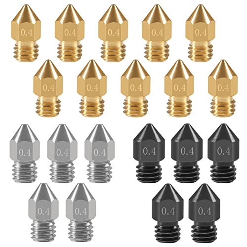 20PCS 3D Printer Hardened Steel +Stainless Steel +Brass Extruder Nozzle MK8 Nozzles 0.4mm,for Creality Ender 3 Ender 3 V2 Ender 3 Pro CR-10 Makerbot Creality CR-10 Ender 3 5 - color: 20PCS MK8 0.4mm