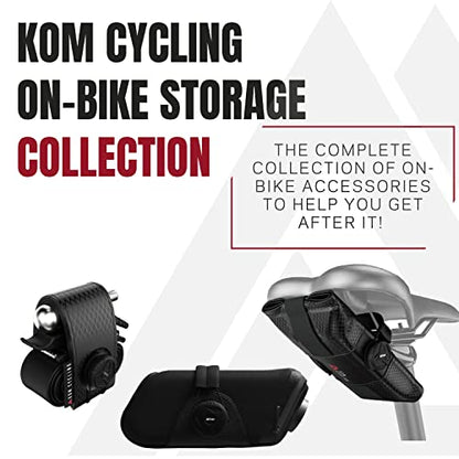 KOM Cycling Saddle Tool Roll Bag for Road, Mountain Biking, and Gravel Cycling - Saddle Roll is an alternative to the traditional Cycling Saddle Bag - Features 3 pockets and ATOP dial for tightening! - color: XL Black