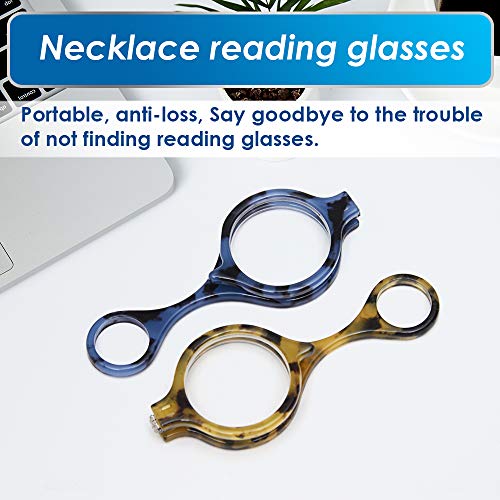TERAISE Reading Glasses Pendant Necklace Readers for Women Lightweight - color: Yellow Leopard+blue Leopard